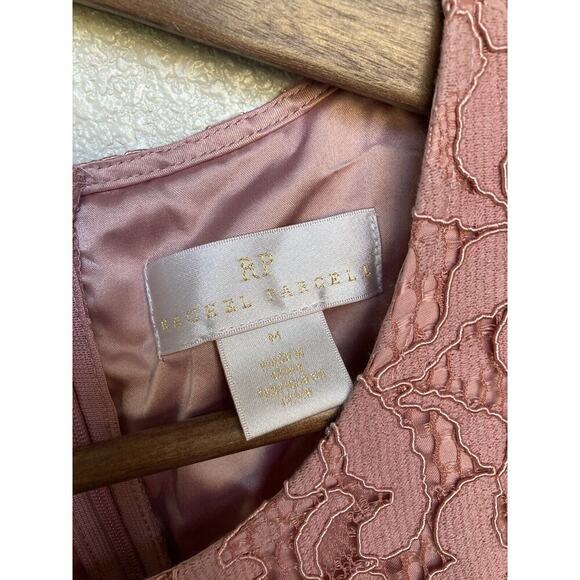 Rachel Parcell Pink Lace Dress Size Medium Knee Length Short Sleeve Ruffle - Picture 6 of 8